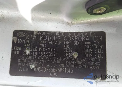 2009 Kia Sorento Lx Base from USA, damaged, VIN KNDJD735695891145